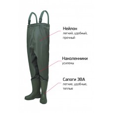 Вейдерсы Nordman Expert Рыбацкие ЭВА с нейлоном оливковый